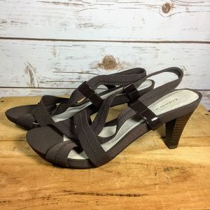 Etienne Aigner Sandals Brown Fabric E-Georgia 9.5